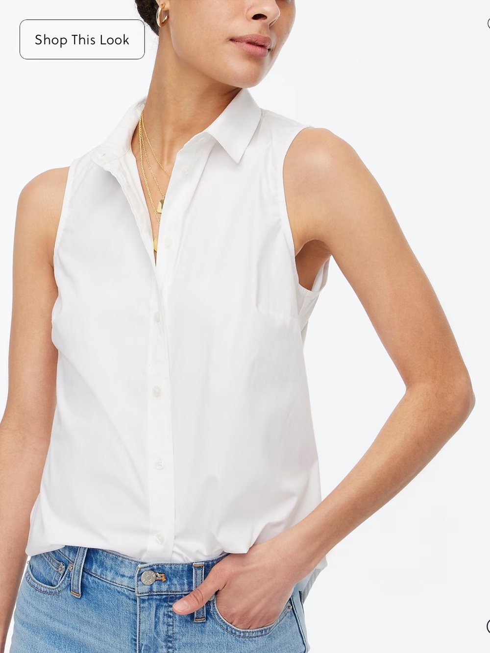 J. Crew Sleeveless cotton poplin shirt in signature fit White